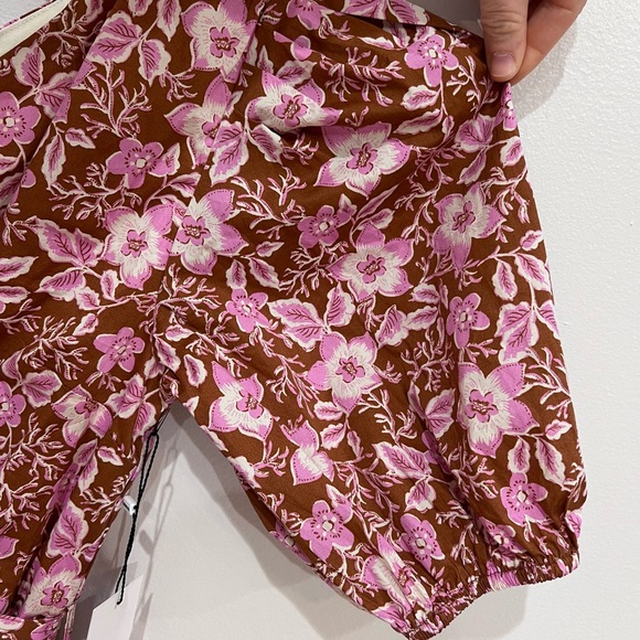 NWT Jason Wu One-shoulder A-line Floral Puff-sleeve Mini Dress, Pink/Brown, S - Picture 6 of 13